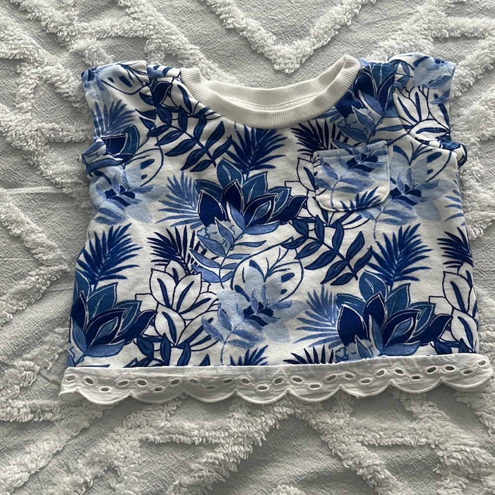 Janie and Jack  navy eyelet French terry tee